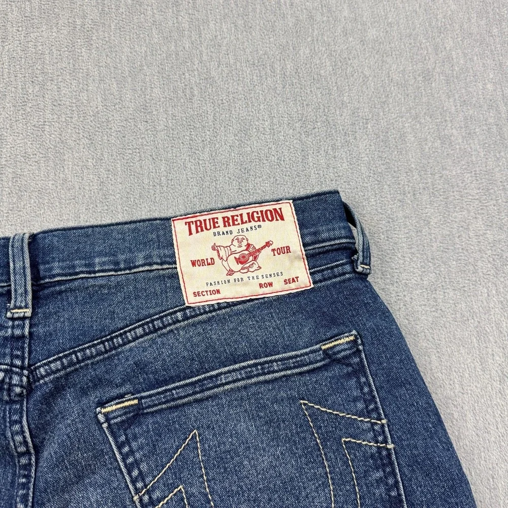 True Religion Jeans Mens 34X32 Blue Rocco Relaxed Moto Skinny Blizzard‎ Wash NWT